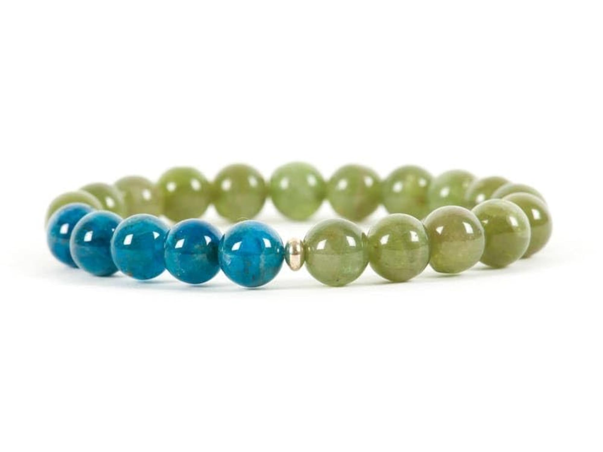 Natural Blue & Green Apatite Gemstone Stretch Bracelet, Unisex